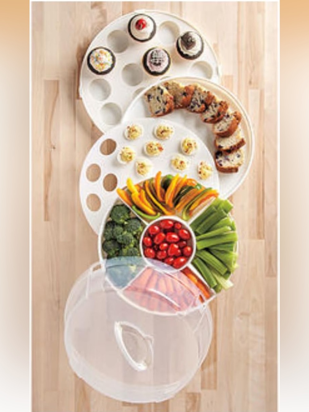 NWT Crazy Chef 6 in 1 Collapsible Cupcake | Cake Carrier with Lid.